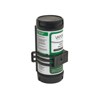 The Heavy-Duty Stand Alone LB (Leave Behind) is a cylindrical black and green container with a label, secured by a plastic wall-mount bracket, displayed on a white background.